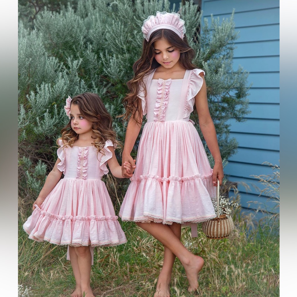 Charming Pink Ruffled Kids Dress
